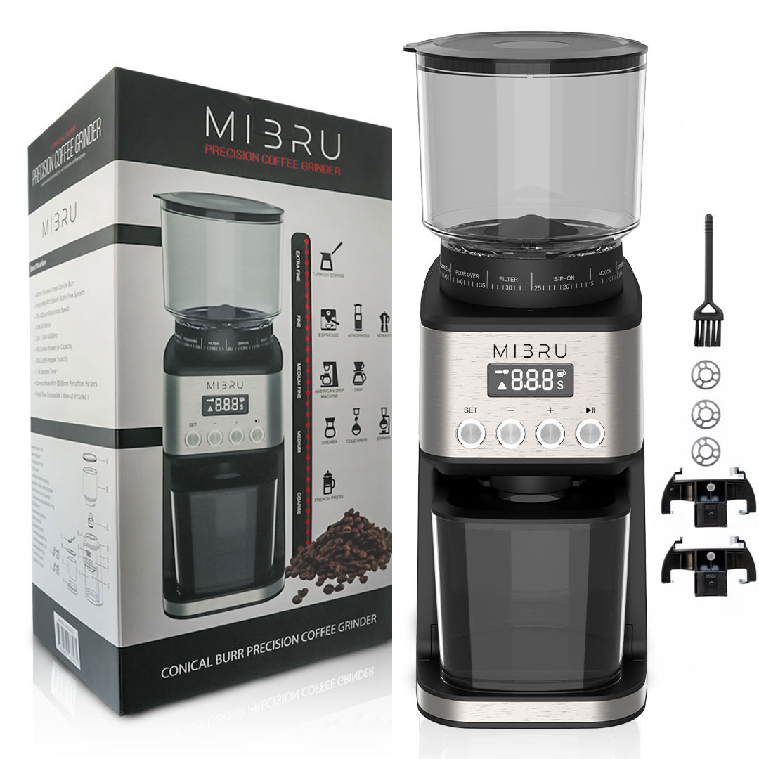 Coffee beans electric grinder with blow up and espresso mode mibru MEG003