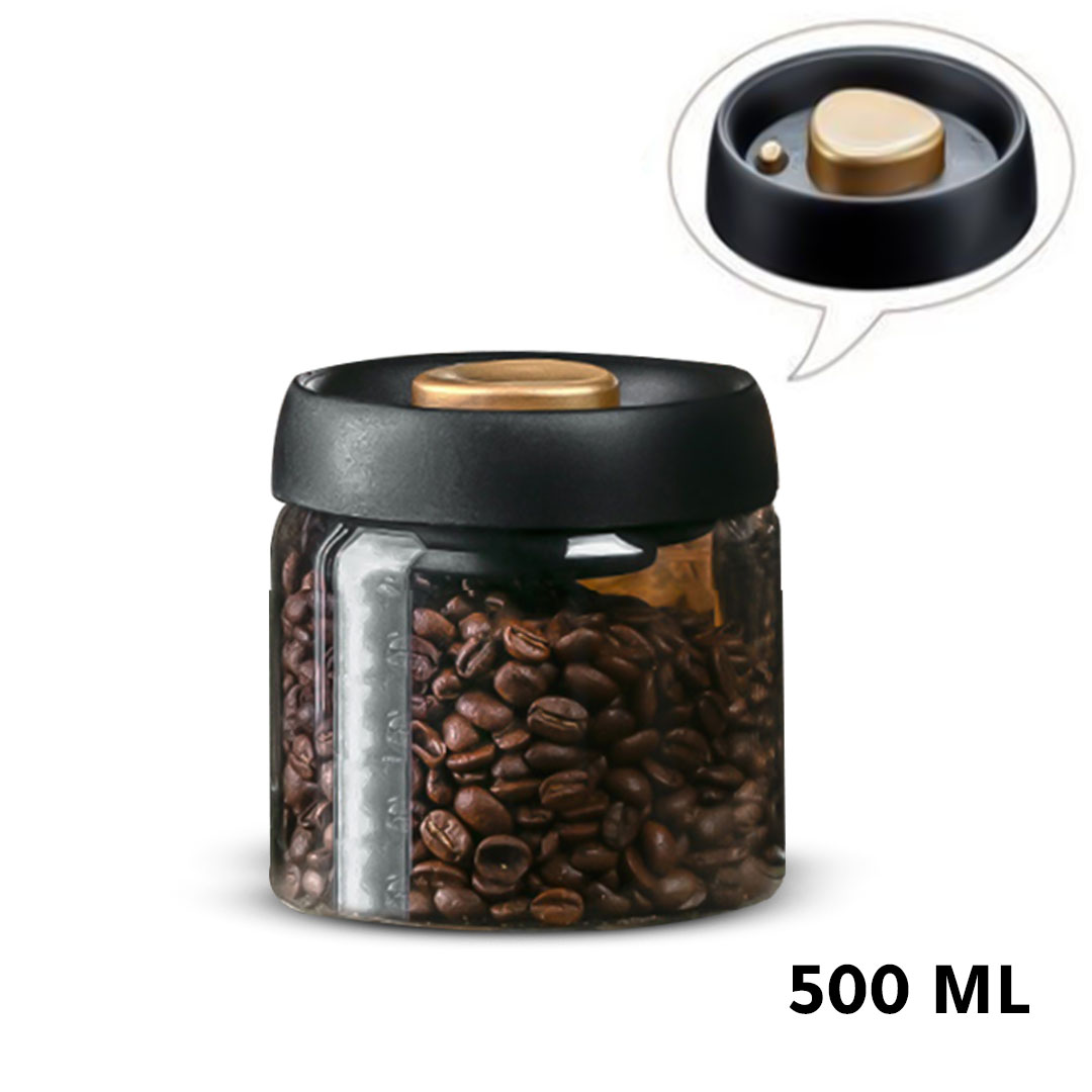 Coffee beans glass container with air valve 500ml white H-265