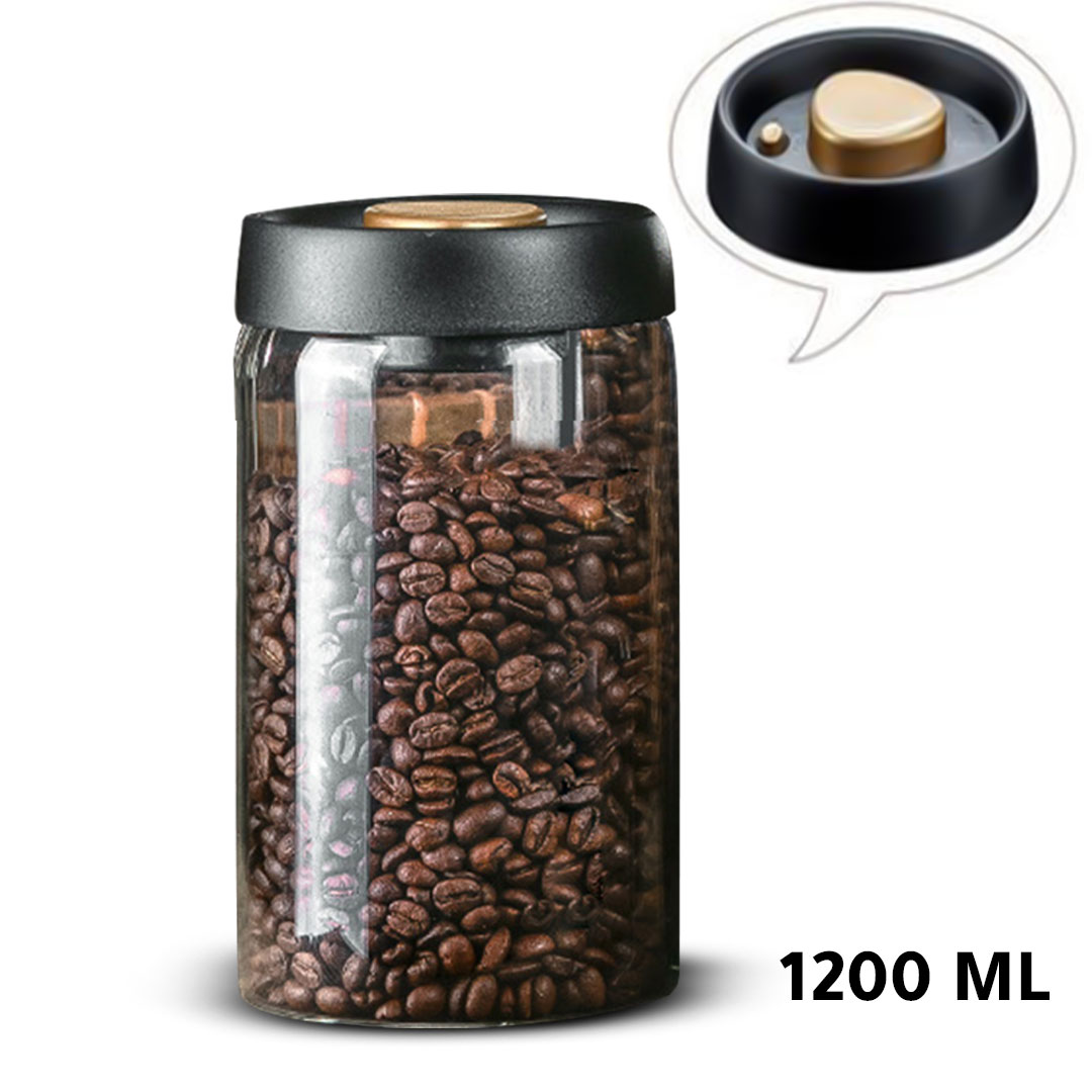 Coffee beans glass container with air valve 1200ml white H-265