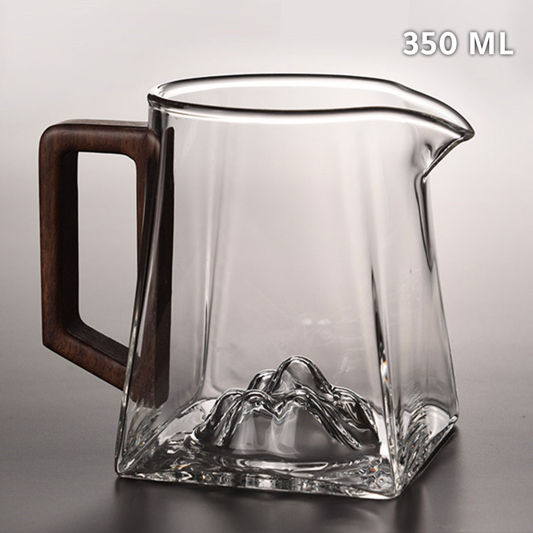 Coffee glass server wood handle 350ml G-1389