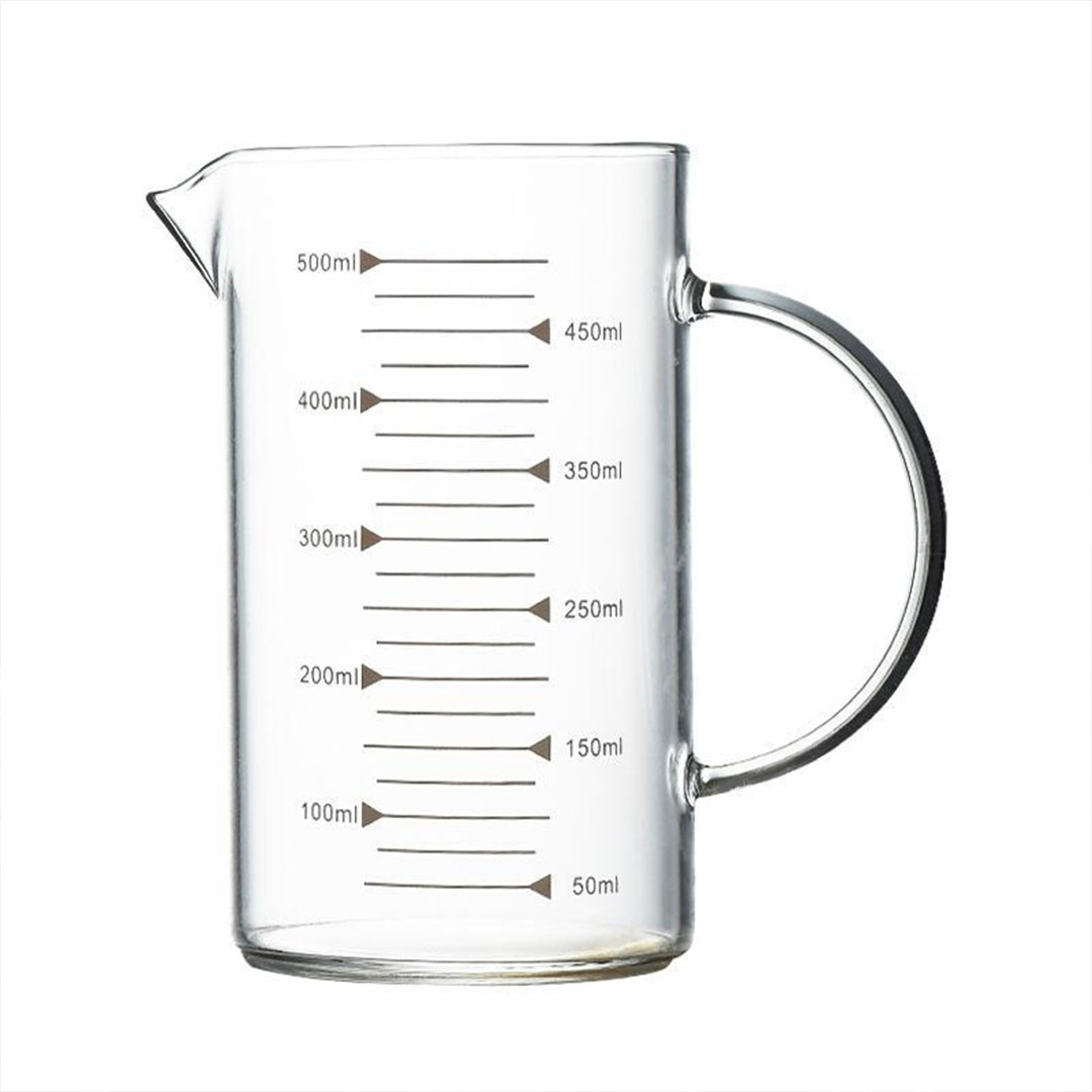 Coffee and tea glass server jug with scale 500ml