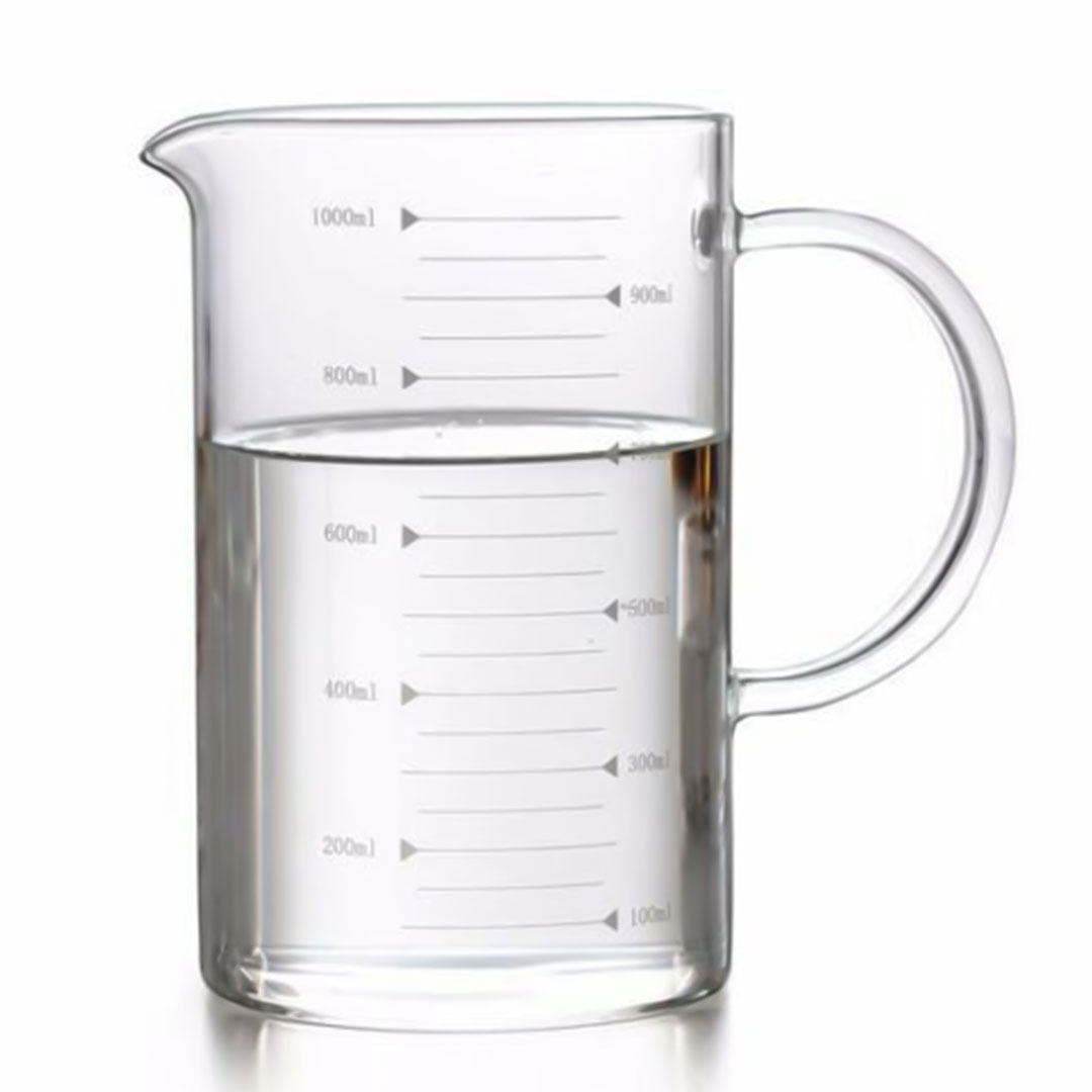 Coffee and tea glass server jug with scale 1000ml