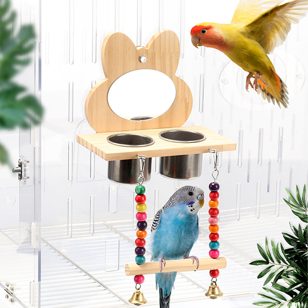 Birds mirror stand and play toy H-1570