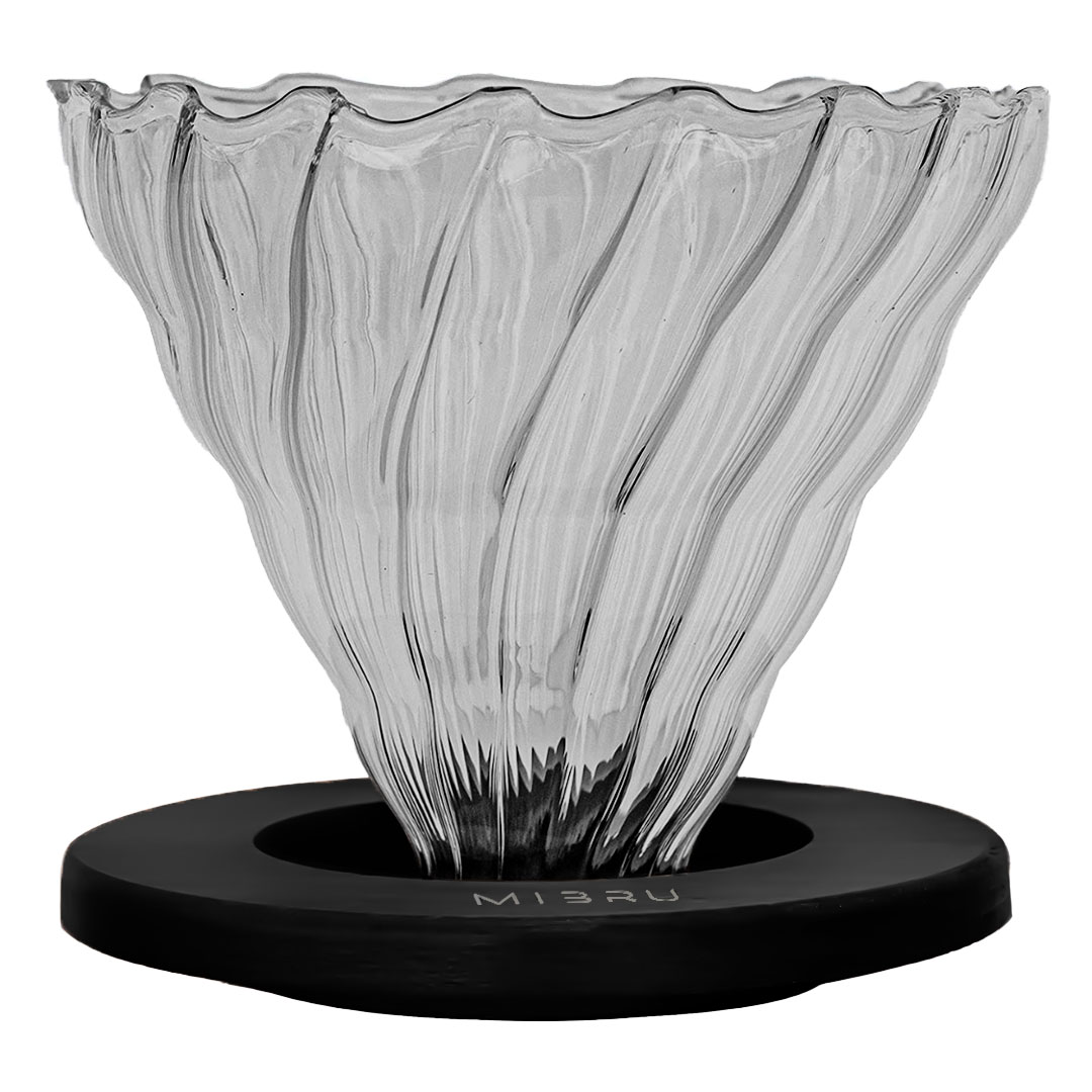 Coffee dripper glass and wood black v60 v02