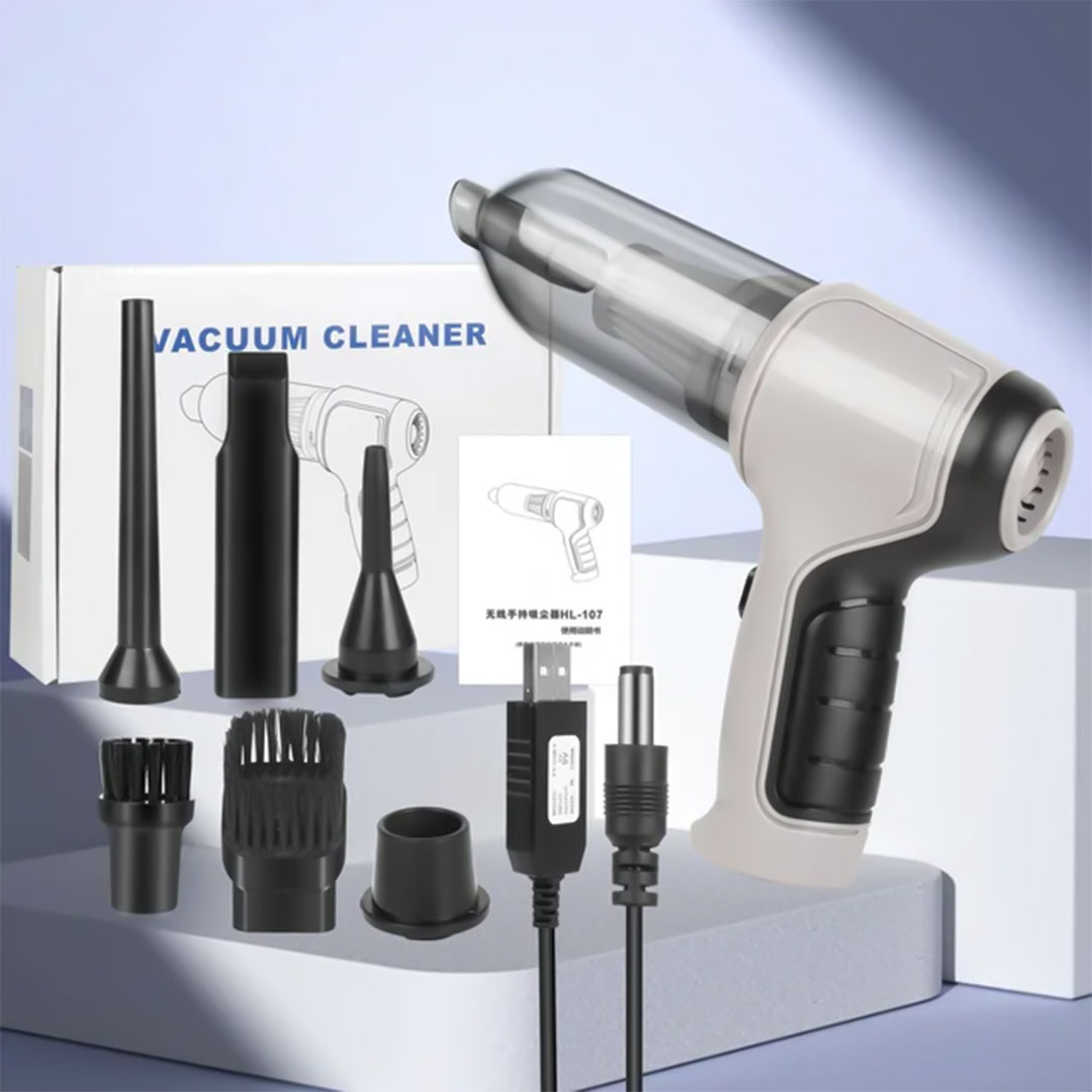 Mini vaccum and blower cleaner rechargable grey