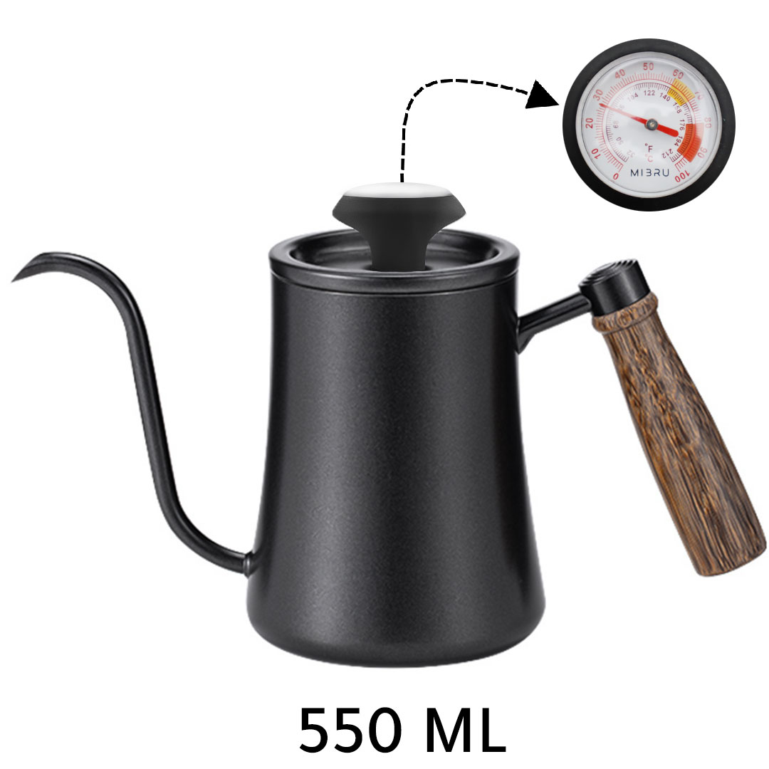 Coffee drip pot 550ml thermometer lid black