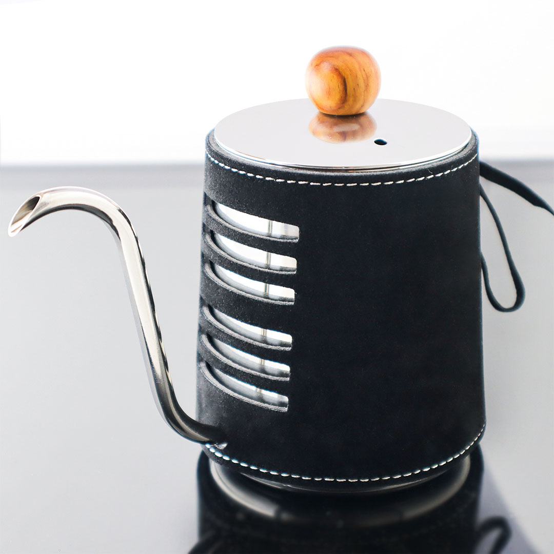 Coffee dripping pot 600ml leather from black