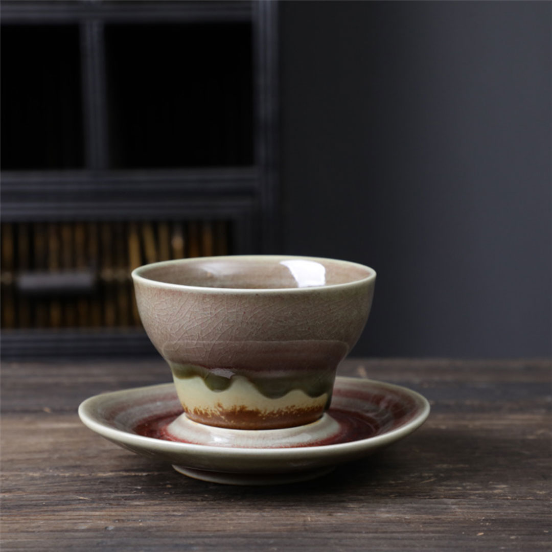 Coffee ceramic cup with plate 120ml J-471