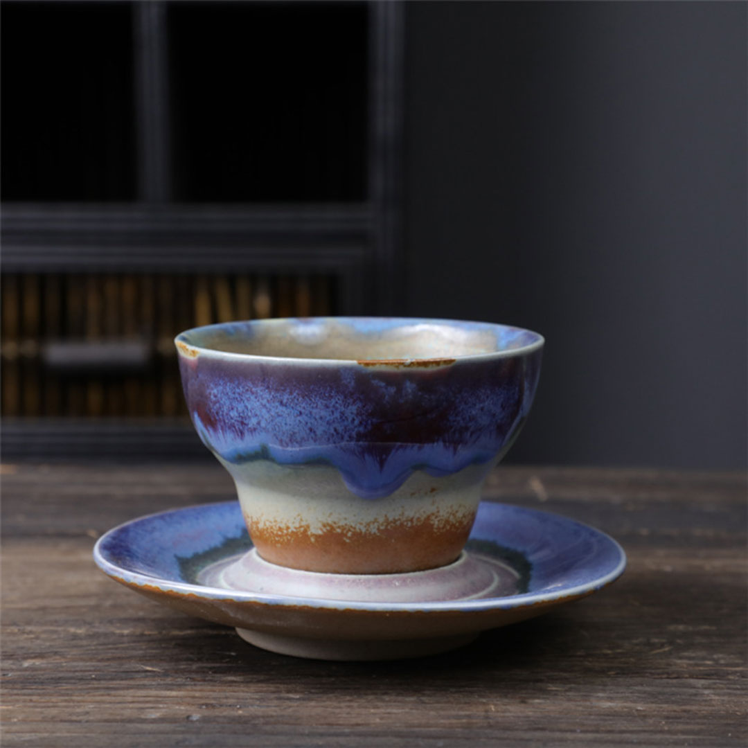 Coffee ceramic cup with plate 120ml J-470