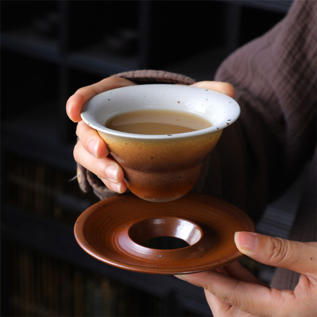 Coffee ceramic cup with plate 160ml J-469