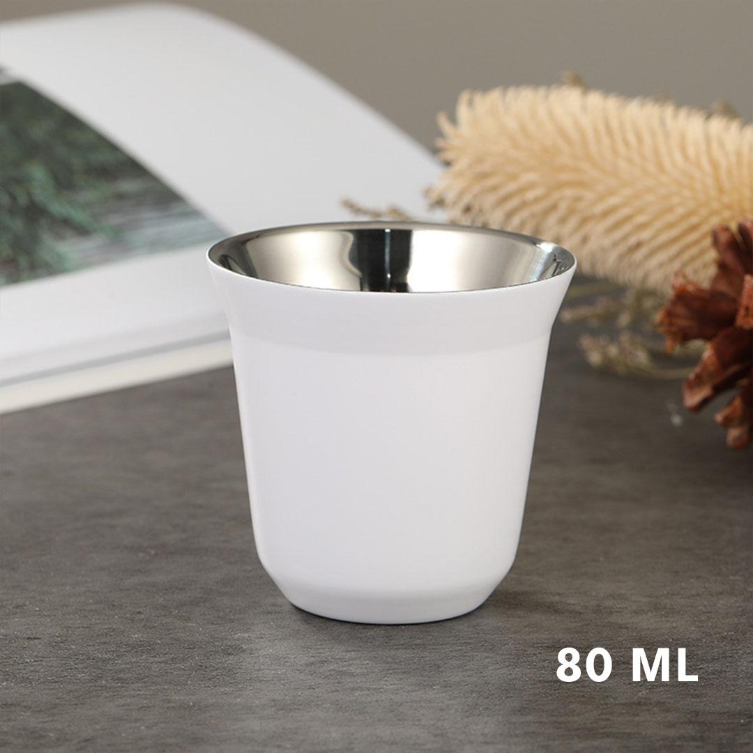 Coffee cup vacuum stainless stee  80ml white