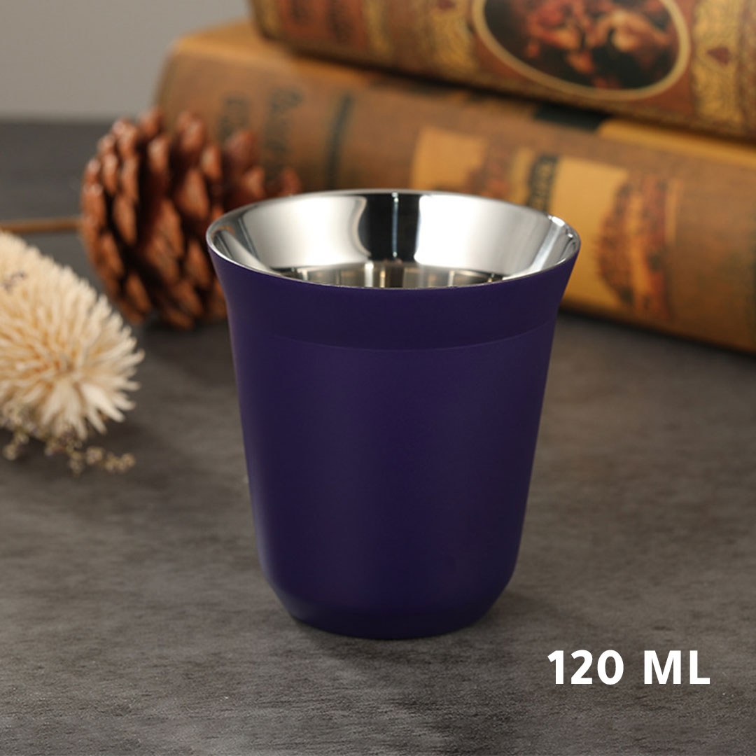 Coffee cup vacuum stainless stee  120ml navy blue