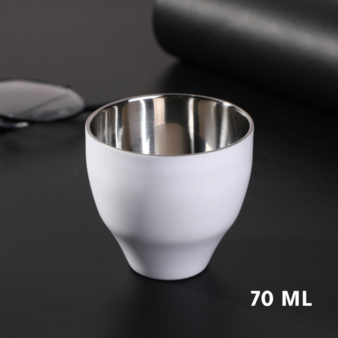 Coffee cup vacuum stainless stee  70ml white