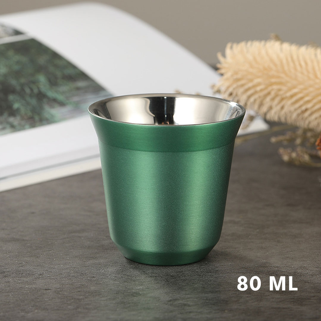 Coffee cup vacuum stainless stee  80ml green