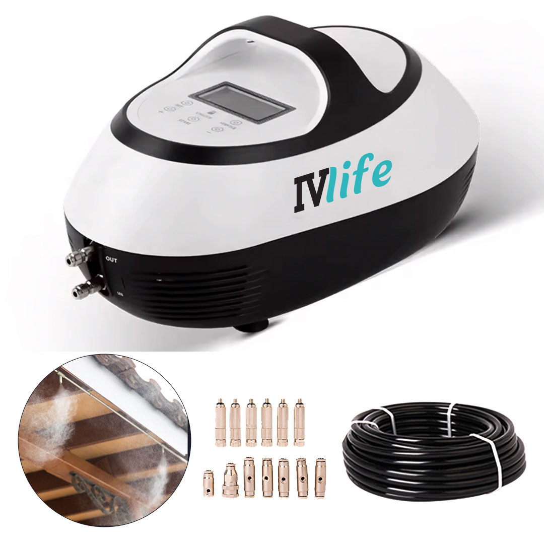 Misting fog cooling machine high pressure 710PSI 0.5L 15M 10 Nozzles