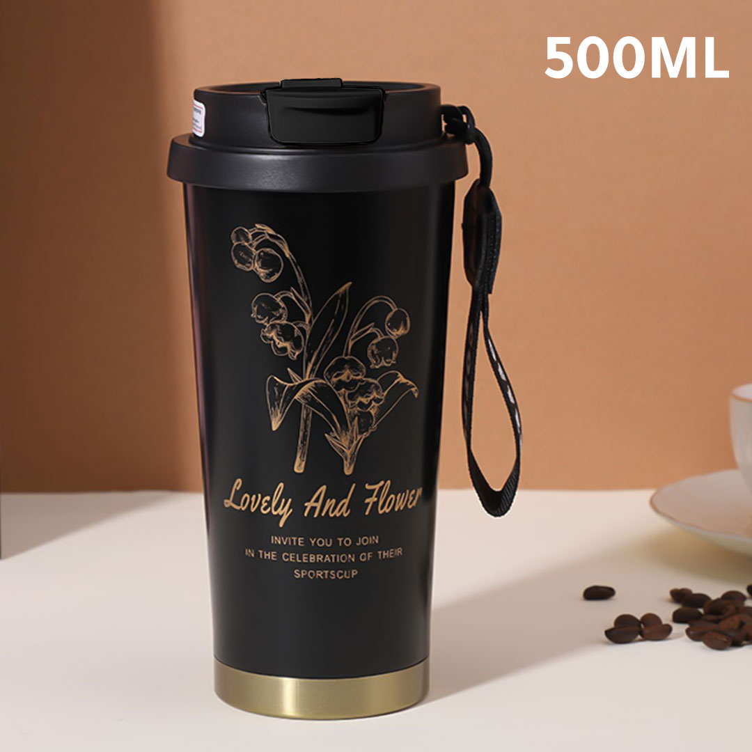 كوب حافظ للحرارة من الاستانليس ستيل سعة 500مل اسود