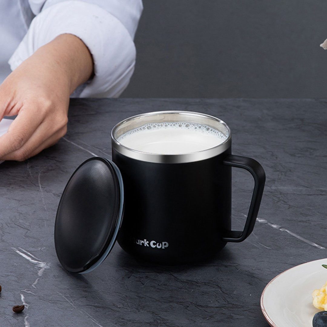 كوب استانليس ستيل حافظ للحرارة مقاس 350مل بغطاء 