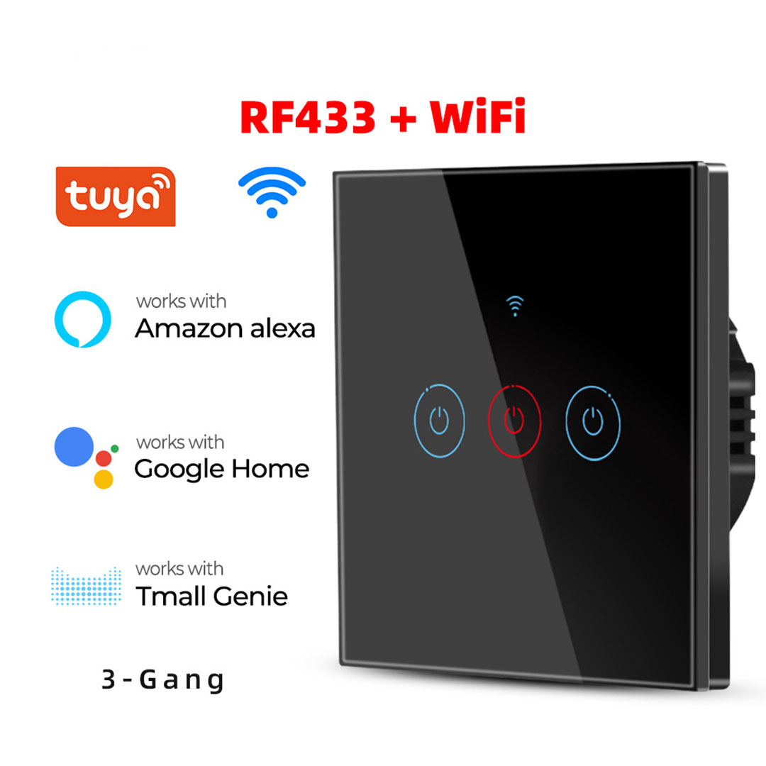 مفتاح ثلاثي مع دعم اجهزة تحكم WIFI + RF433