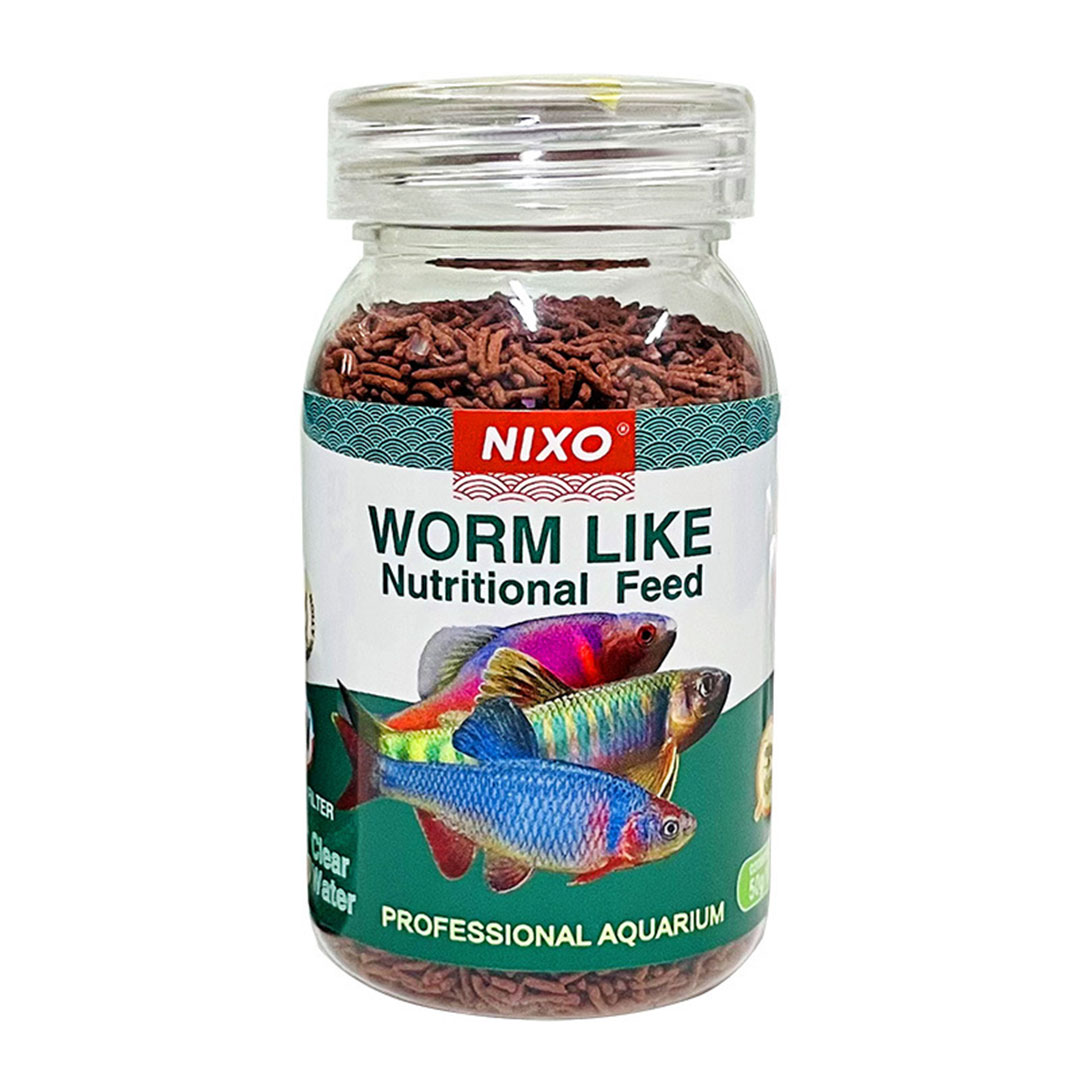 Aquarium Fish food NIXO slow sinking worm shape 3175sp 45g