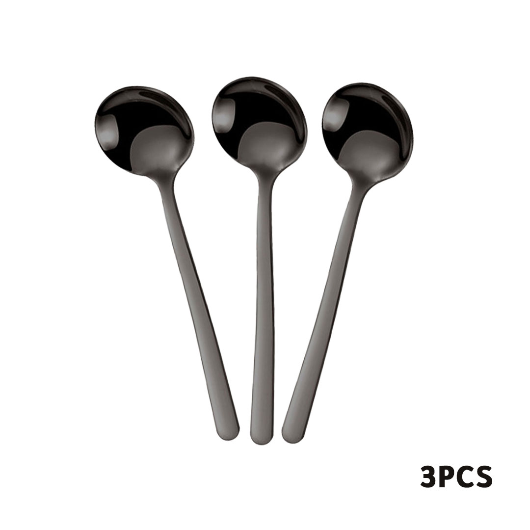 مجموعة من ثلاث ملاعق اسبريسو استانليس ستيل لون اسود 9.8 cm 