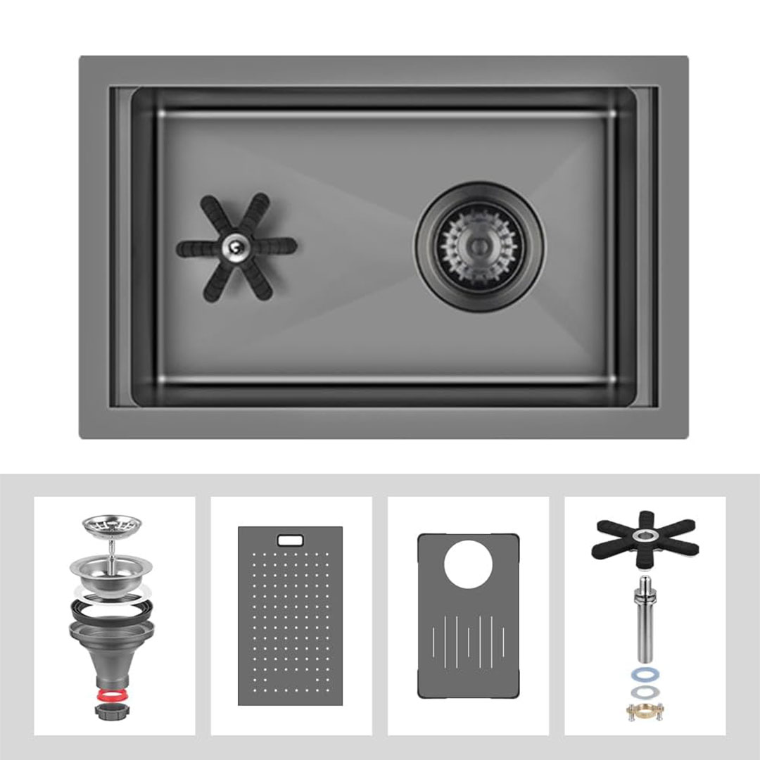 Coffee bar sink with rinser 45X30 nano Black