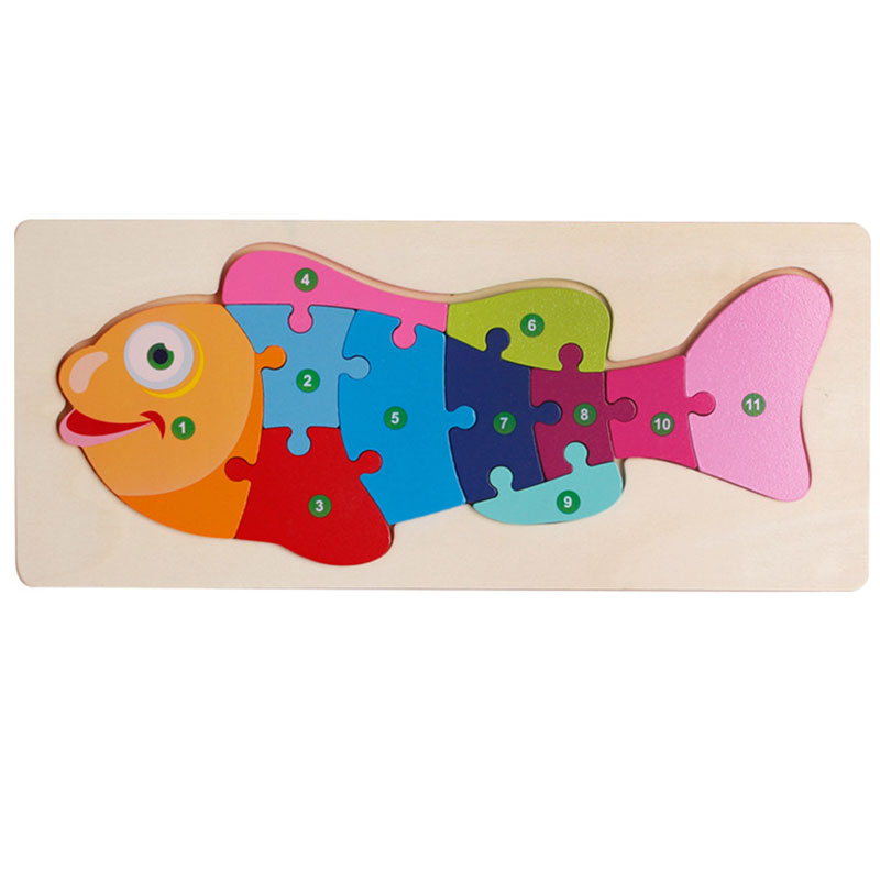 3d educational wooden toy in the form of fish kt-034