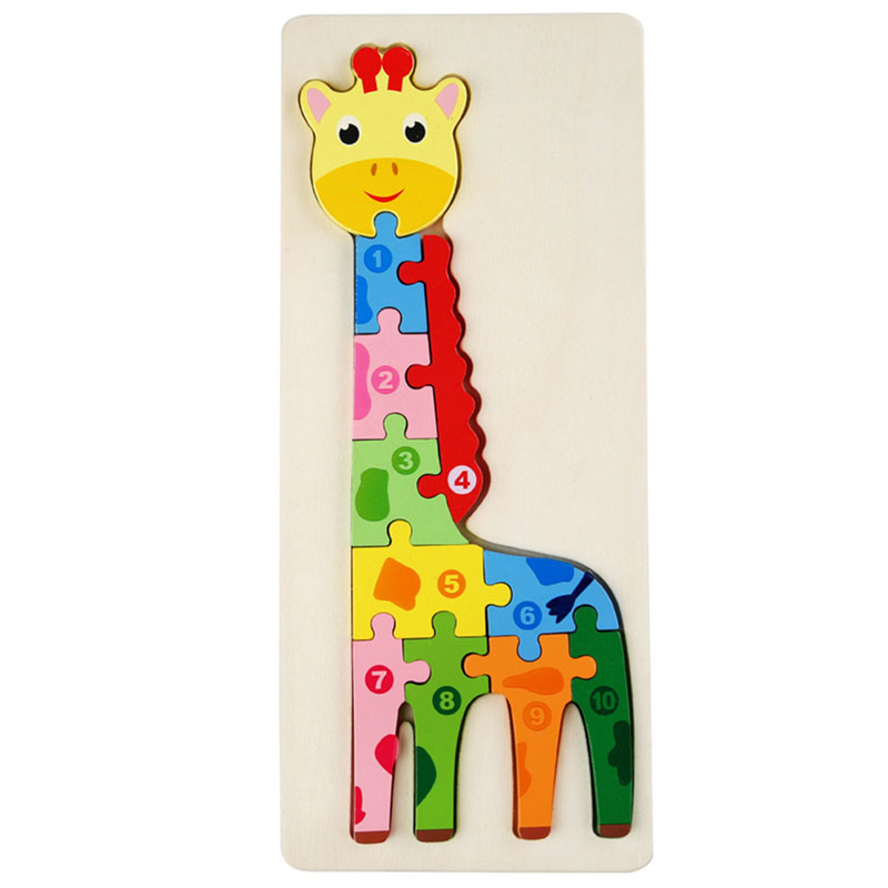3d educational wooden toy in the shape of a giraffe kt-033