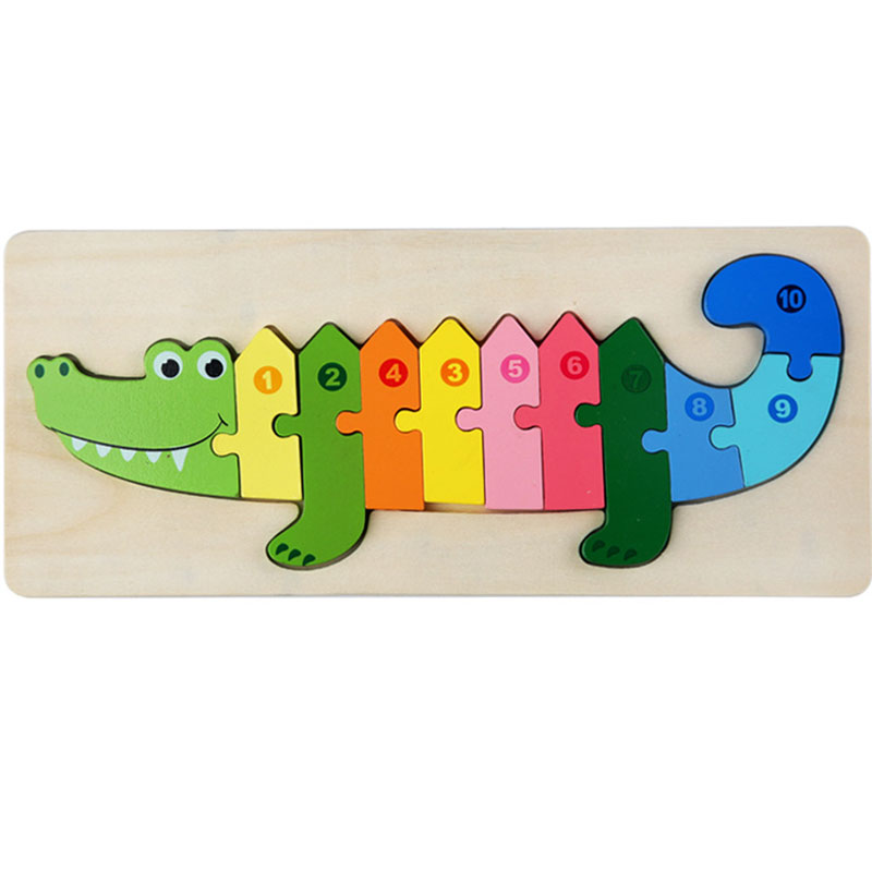 3d educational wooden crocodile toy kt-031