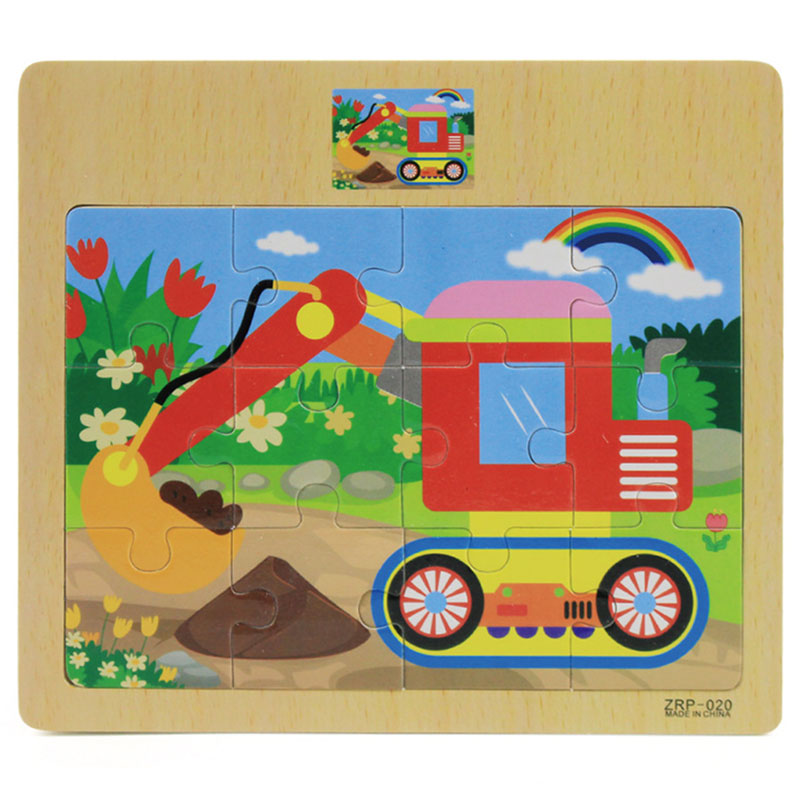 12-piece wooden puzzle for children in the form of an excavator kt-041