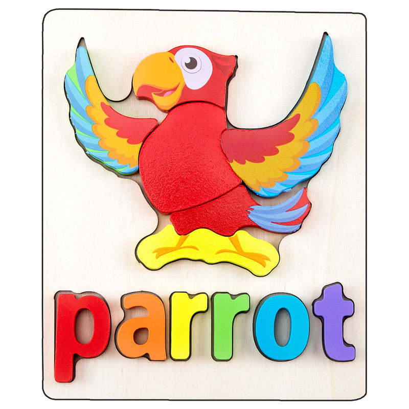 3d educational wooden toy in the form of a parrot kt-044