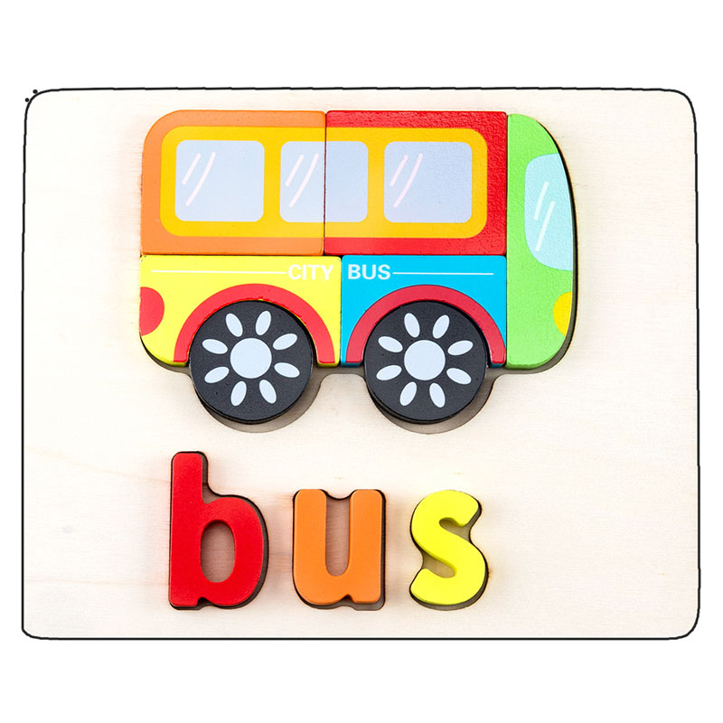 3d educational wooden toy in the shape of a bus kt-042