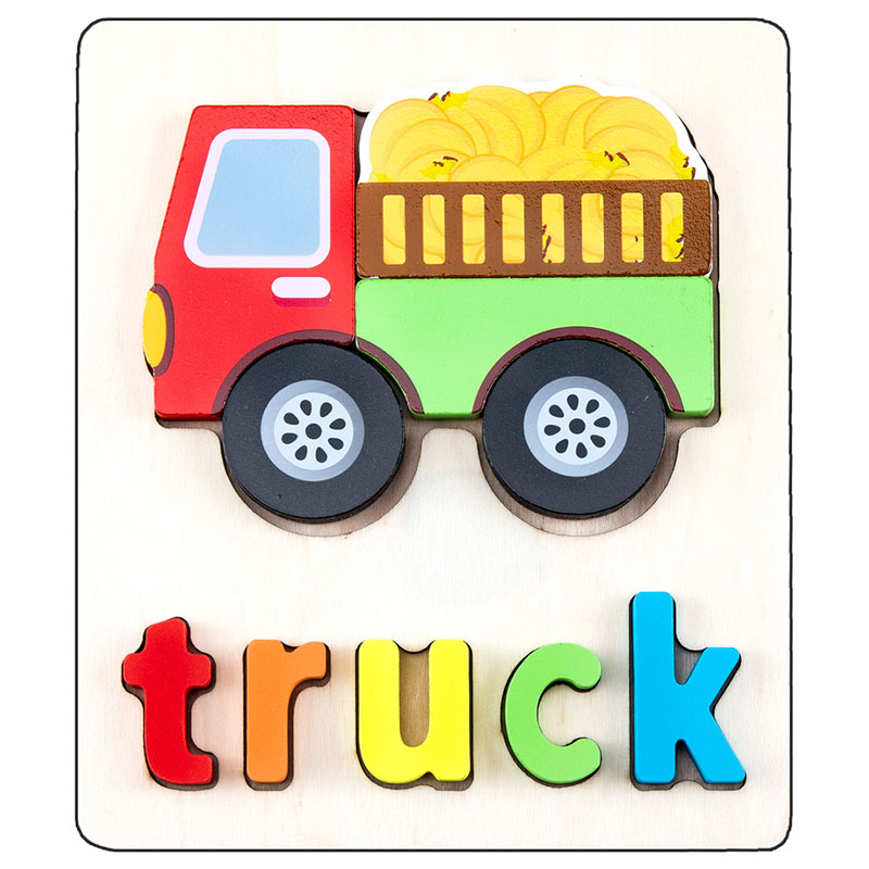 A 3d educational wooden toy in the shape of a truck kt-043