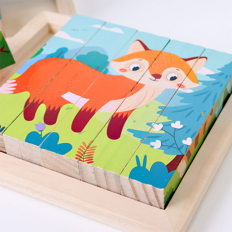 Wooden educational game 4 pictures in 1 animal shape kt-046