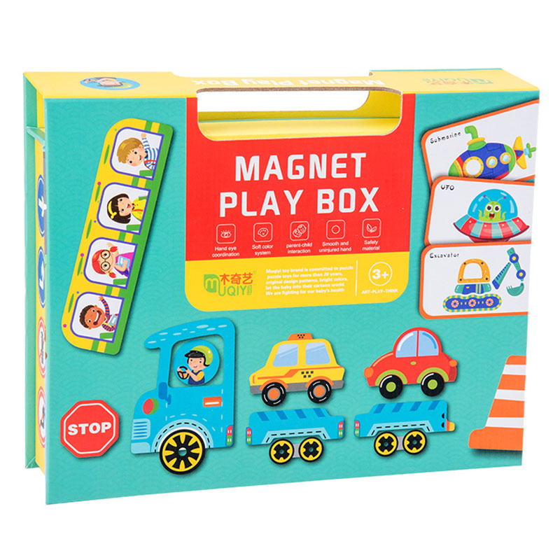 Magnetic educational toys box for children in the form of transportation kt-054