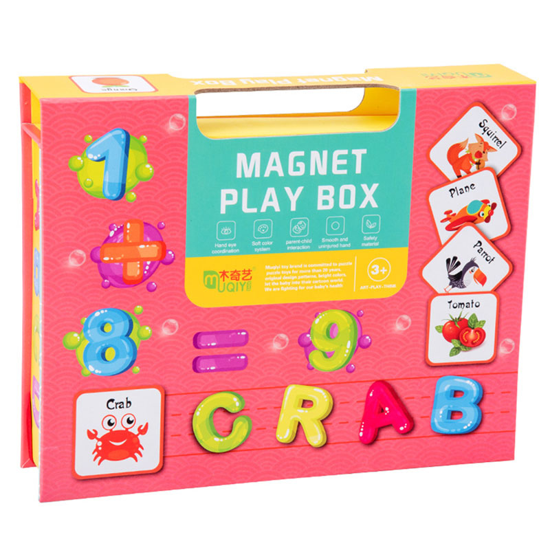 Magnetic educational toys box for kids in the form of letters and numbers kt-053