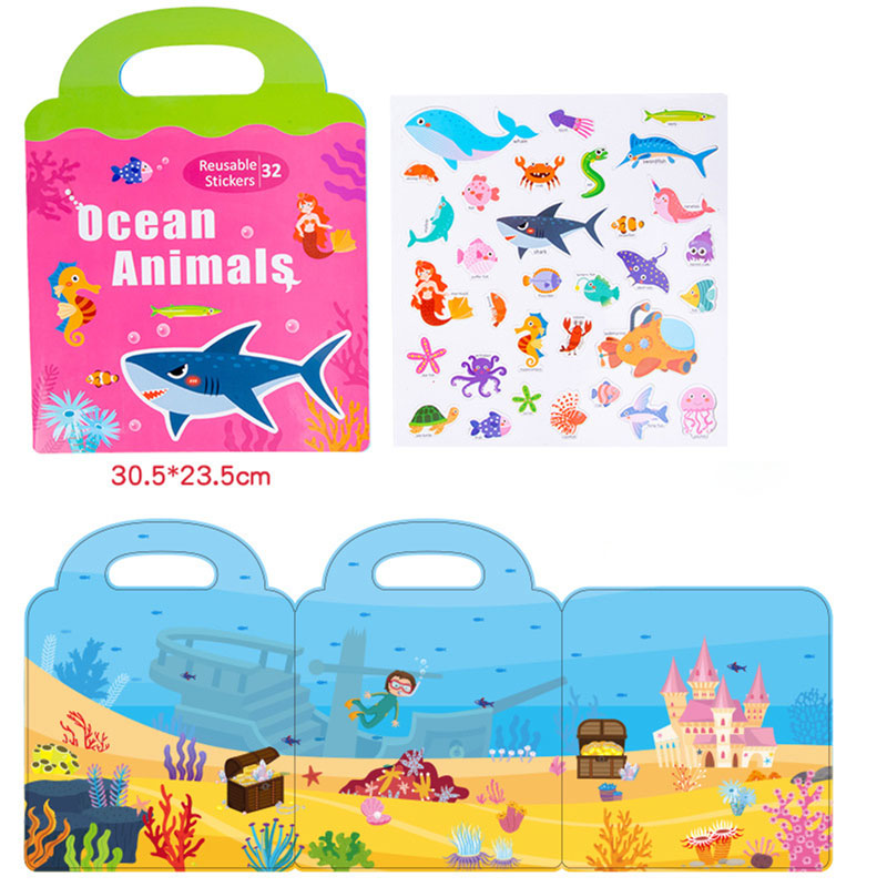Children's educational magnetic toys book in the shape of marine animals kt-062