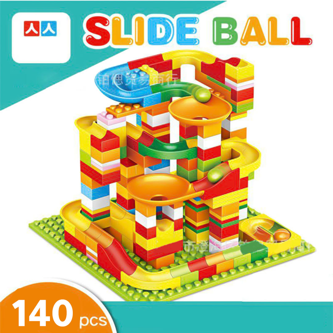 Lego bricks educational toy for children to form a path for the ball kt-088