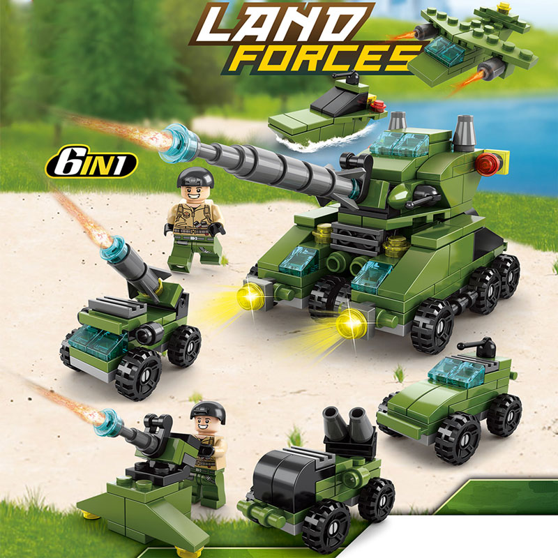 لعبة مكعبات تعليمية للأطفال على شكل معدات حربية 6 في 1  KT-113-KR110195