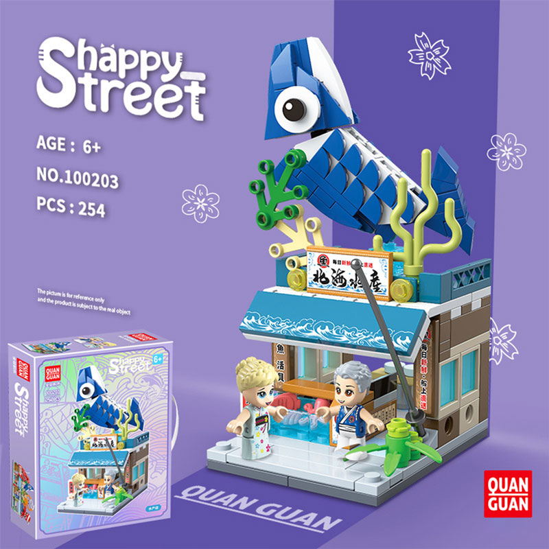 Building blocks toy shop selling seafood kt-007