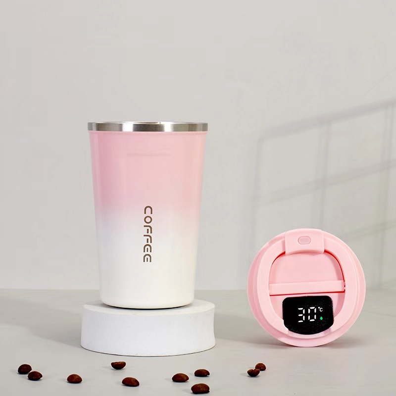 كوب حافظ للحرارة من الاستانليس ستيل سعة 380مل زهري متدرج