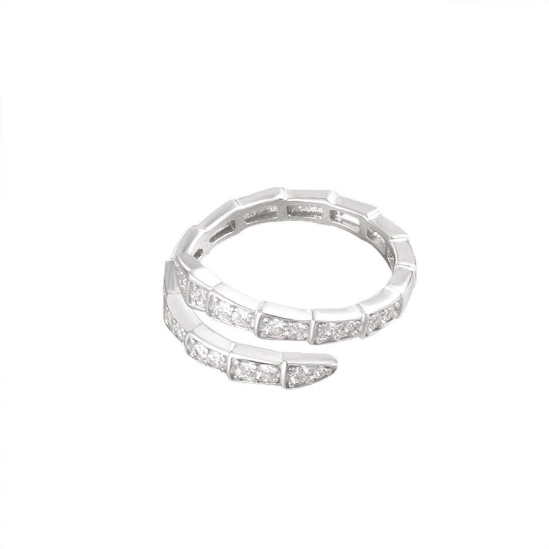 Women&#039;s ring in the form of a snake made of S925 S925 silver inlaid with open -adjusted crystal stones