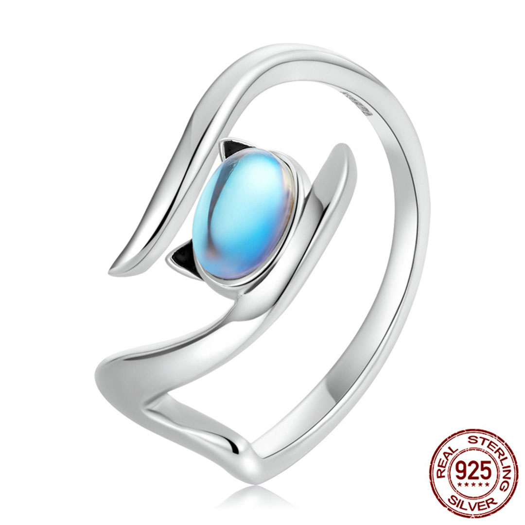 S925 caliber Silver Ring inlaid with a Blue Ruby Blue Size Size