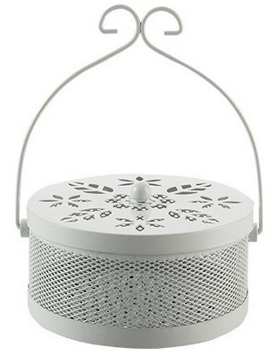 Metal mish basket with cover and hanger e-174 white