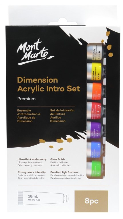 Mont marte dimension acrylic intro set 8pc x 18ml pmda8181
